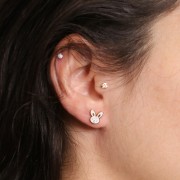 Pendientes cabeza de conejo 9x8 mm con resina epoxi - Acero inoxidable 316L dorado x2