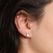 Pendientes cabeza de conejo 9x8 mm con resina epoxi - Acero inoxidable 316L dorado x2