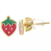 Pendientes de fresa 9x7 mm con resina epoxi - Acero inoxidable 316L Doradox2