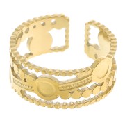 Anillo texturado ancho ajustable T54 a T56 para cabujones de 3 mm - Acero inoxidable 304L Dorado|raw }}