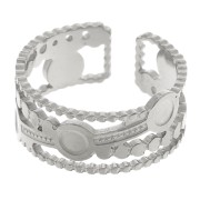 Anillo texturado ancho ajustable T54 a T56 para cabujones de 3 mm - Acero inoxidable 304L x1|raw }}