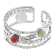 Anillo texturado ancho ajustable T54 a T56 para cabujones de 3 mm - Acero inoxidable 304L x1