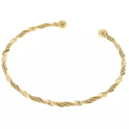 Pulsera brazalete efecto trenzado - ajustable 3x190 mm - acero inoxidable chapado en oro 304L x1