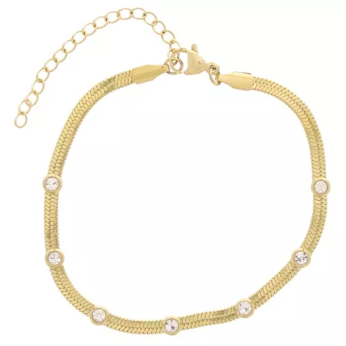 Espejo 4mm malla y óxidos de circonio pulsera - 304L Dorado acero inoxidable x17cm