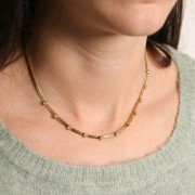 Gargantilla de malla 4mm Espejo con óxidos de circonio - Acero inoxidable 304L Doradox44cm