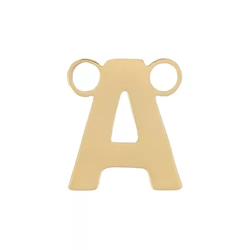 Letra alfabética entrepieza 6x5 mm - A - Acero inoxidable 316L Dorado x1