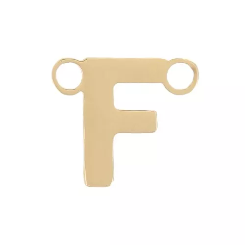Letra alfabética entrepieza 6x6 mm - F - Acero inoxidable 316L Dorado x1