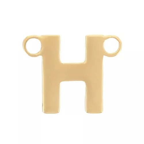 Entrepieza de letras alfabéticas 6x7 mm - H - Acero inoxidable 316L Dorado x1