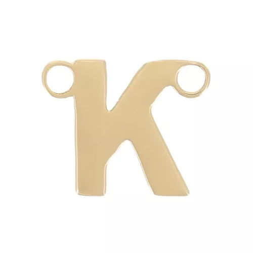 Letra alfabética entrepieza 6x7 mm - K - Acero inoxidable 316L Dorado x1