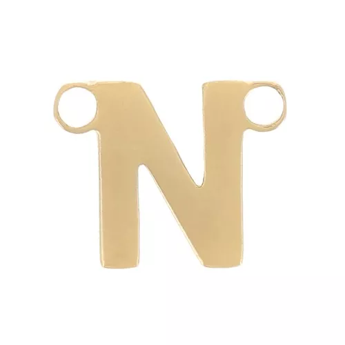 Letra alfabética Entrepieza 6x7 mm - N - Acero inoxidable 304 Dorado x1