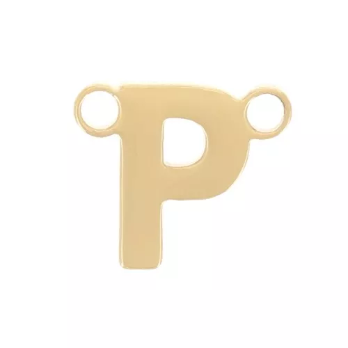Letra alfabética entrepieza 6x7 mm - P - Acero inoxidable 316L Dorado x1