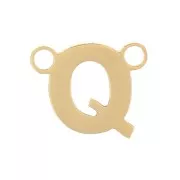 Entrepieza de letras alfabéticas 6x7 mm - Q - Acero inoxidable dorado 316L x1