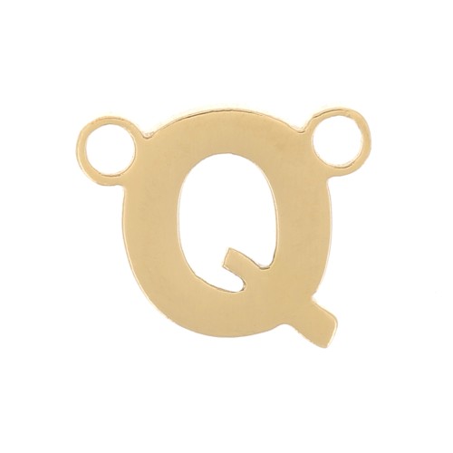 Entrepieza de letras alfabéticas 6x7 mm - Q - Acero inoxidable dorado 316L x1