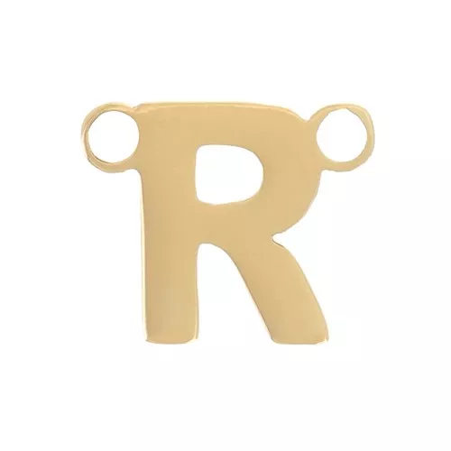 Letra alfabética entrepieza 6x7 mm - R - Acero inoxidable 316L Dorado x1