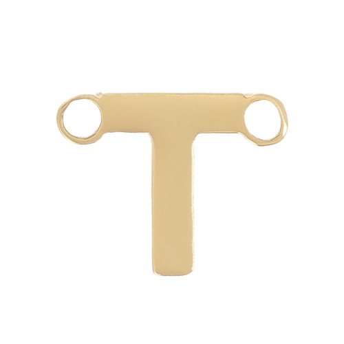 Letra alfabética entrepieza 6x7 mm - T - Acero inoxidable 316L Dorado x1