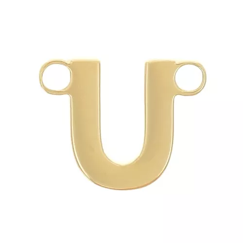 Letra alfabética entrepieza 6x7 mm - U - Acero inoxidable 316L Dorado x1