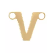 Letra alfabética entrepieza 6x7 mm - V - Acero inoxidable 316L dorado x1