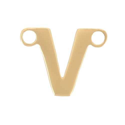 Letra alfabética entrepieza 6x7 mm - V - Acero inoxidable 316L dorado x1