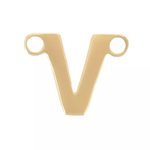 Letra alfabética entrepieza 6x7 mm - V - Acero inoxidable 316L dorado x1