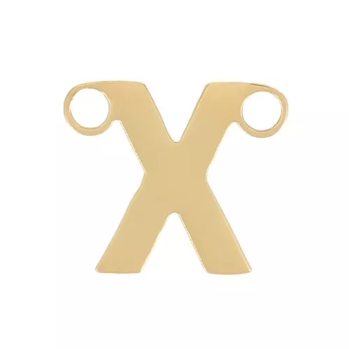 Letra alfabética entrepieza 6x7 mm - X - Acero inoxidable 316L Dorado x1