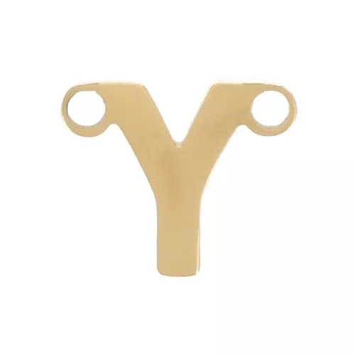 Letra alfabética entrepieza 6x7 mm - Y - Acero inoxidable 316L Dorado x1