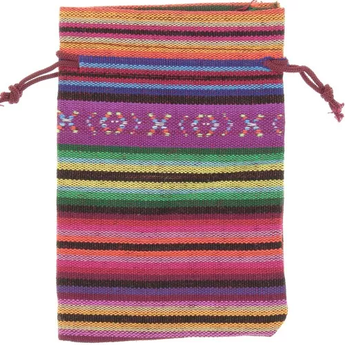 Bolsa de lona sintética efecto yute 95x140 mm con motivo de rayas - Multicolor Flash