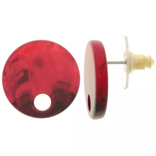 Ganchos pendientes acrílicos redondos de 18 mm - Burdeos jaspeado x2