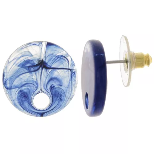 Ganchos pendientes acrílicos redondos de 18 mm - Mármol azul oscuro x2