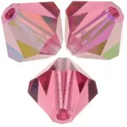 Preciosa Bicones - Cuenta rondelle 5 mm - Indian Pink AB x12