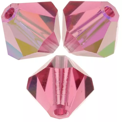 Preciosa Bicones - Cuenta rondelle 5 mm - Indian Pink AB x12