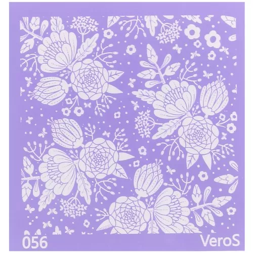 Silk Screen VeroS para arcilla polimérica 90x90 mm - Diseño ramo de flores n°056 x1
