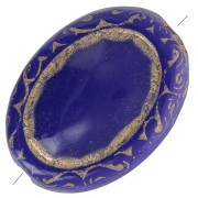 Cuentas ovaladas grabadas planas 17x13 mm estilo vintage - Azul real - Doradox5|raw }}