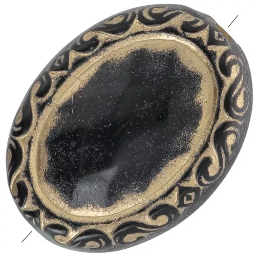 Cuentas ovaladas grabadas planas 17x13 mm estilo vintage - Negro - Doradox5
