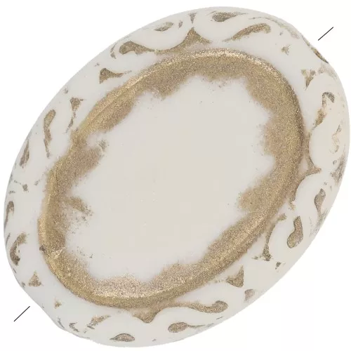 Cuentas ovaladas grabadas planas 17x13 mm estilo vintage - Crema - Doradox5