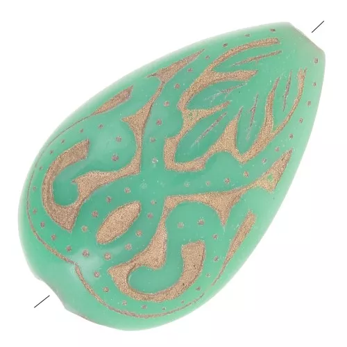 Gotas ovaladas grabadas planas 18x11 mm estilo vintage - Menta - Doradox5