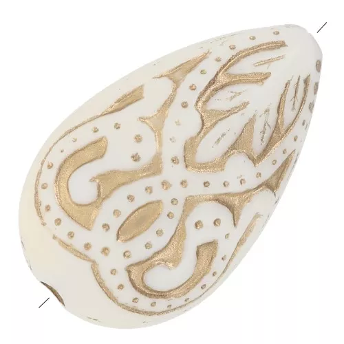Gotas ovaladas grabadas planas 18x11 mm estilo vintage - Crema - Doradox5