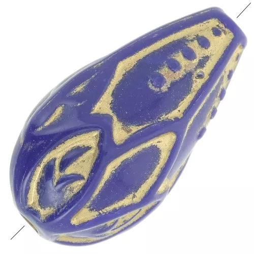 Cuentas en forma de pera 20x11 mm estilo vintage - Azul real - Doradox5