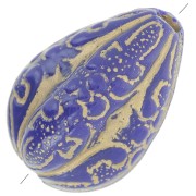 Gotas de melón grabadas 18x13 mm estilo vintage - Azul real - Doradox5|raw }}