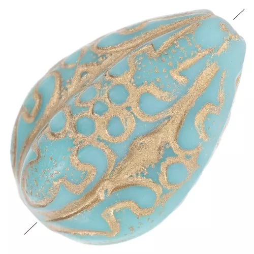Gotas melones grabadas 18x13 mm estilo vintage - Turquesa - Doradox5