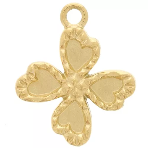 Dije de trébol de 4 hojas 17x15 mm - Acero inoxidable 304L dorado x1