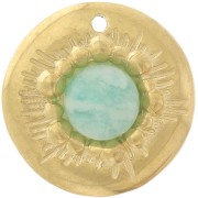 Colgante redondo irregular 15 mm para cabujón de 6 mm - Acero inoxidable 304L dorado x1