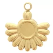 Colgante étnico 14x12 mm para cabujón de 4 mm - Acero inoxidable 304L dorado x1