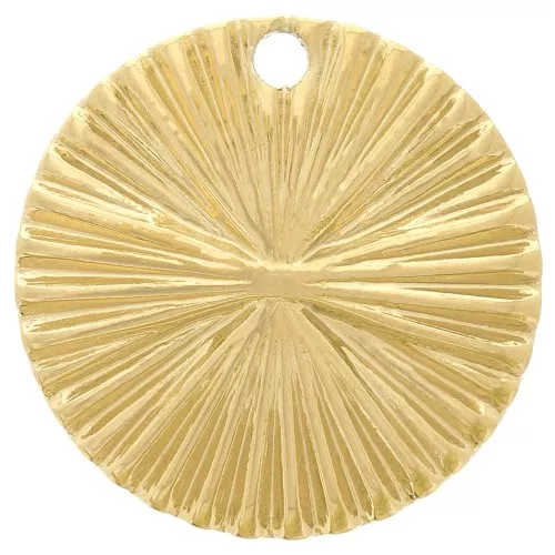 Charm redondo efecto plisado 17 mm - Acero inoxidable 304L Dorado x1