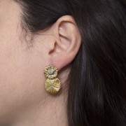 Charm redondo efecto plisado 17 mm - Acero inoxidable 304L Dorado x1