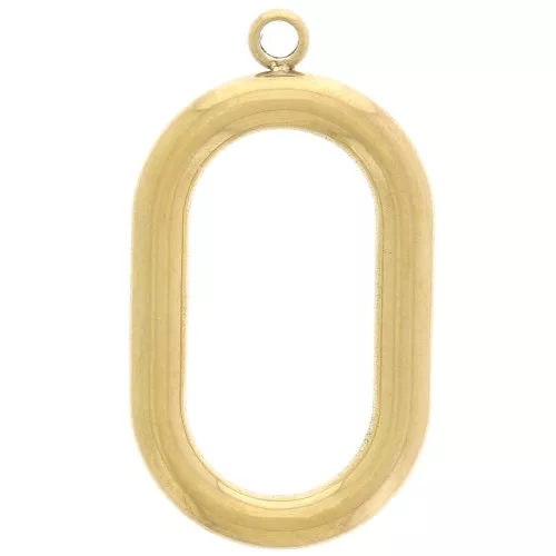 Colgante hueco ovalado 21x12 mm - Acero inoxidable dorado 304L x1