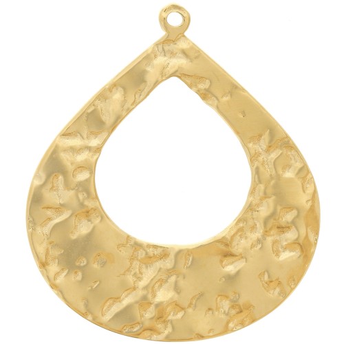 Colgantes gota martillada 27x23 mm - Acero inoxidable 304L Dorado x2