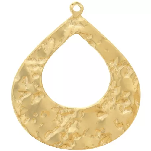 Colgantes gota martillada 27x23 mm - Acero inoxidable 304L Dorado x2