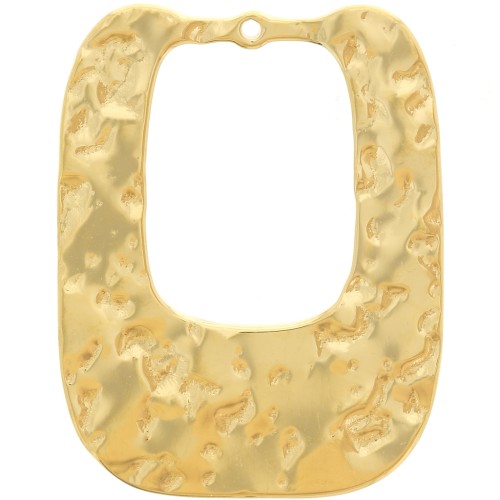 Colgantes rectangulares martillados 25x19 mm - Acero inoxidable 316L dorado x2