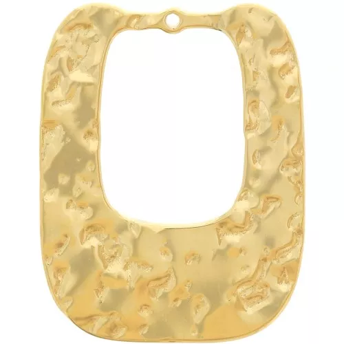 Colgantes rectangulares martillados 25x19 mm - Acero inoxidable 316L dorado x2