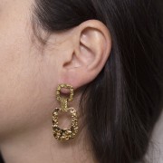 Colgantes rectangulares martillados 25x19 mm - Acero inoxidable 316L dorado x2